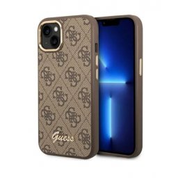 Capa Iphone 13, Iphone 14, Iphone 15 GUESS GUHCP14SHG4SHW (4G Vintage Gold Logo) Castanho em Blister