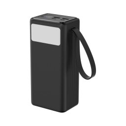 Power Bank 40000 mAh 65W PD 2xUSB-A + 2xUSB-C com lanterna LED e cabo USB-C 1m