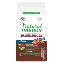 2x1.5kg Benessere Digestivo com truta Natural Trainer ração para gatos