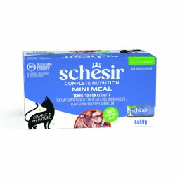 6x50g Atum peixe branco Complete Nutrition filete em gelatina Schesir latas gatos
