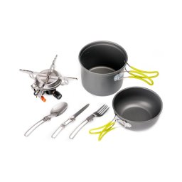 Fogão a gás para campismo com acessórios