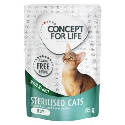 12x85g Sterilised coelho em gelatina Concept for Life saquetas gatos