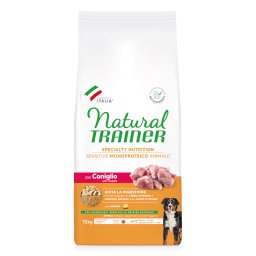 12kg Sensitive Adult Medium & Maxi coelho Natural Trainer ração cães