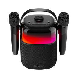 Sencor - Coluna LED RGB 35W com microfones sem fios 8000 mAh IPX5 preta