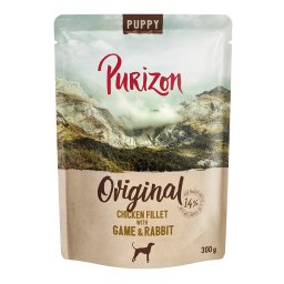 6x300g filete de frango com veado e coelho Puppy Purizon comida húmida cães