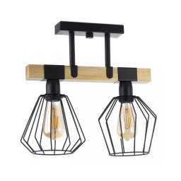 Candelabro montado à superfície CAMEROON 2xE27/60W/230V preto/madeira