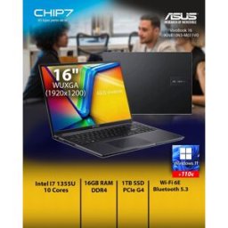 Portátil ASUS - I7 1355U / 16GB RAM / 1TB SSD / 16" IPS / WUXGA / S/SO - VivoBook F1605VA-73BLHDPS1
