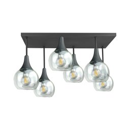 Candeeiro integrado SOMA 6xE27/60W/230V preto/transparente
