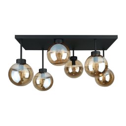 Candeeiro integrado DEA 6xE14/60W/230V preto/fumado bege
