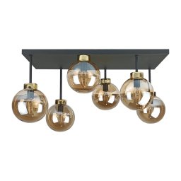 Candeeiro integrado DEA 6xE14/60W/230V preto/dourado/fumado bege