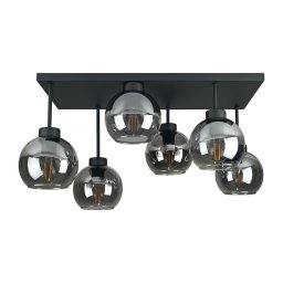 Candeeiro integrado NESSA 6xE27/60W/230V preto/fumado preto