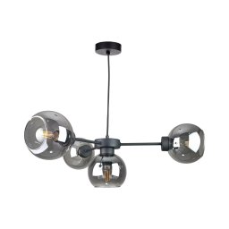 Candeeiro suspenso KALIOPE 6xE27/60W/230V preto/fumado preto