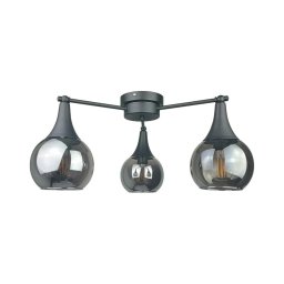 Candeeiro integrado STAR 3xE27/60W/230V preto/fumado preto