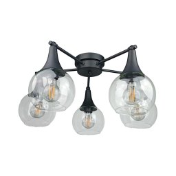 Candeeiro integrado STAR 5xE27/60W/230V preto/transparente