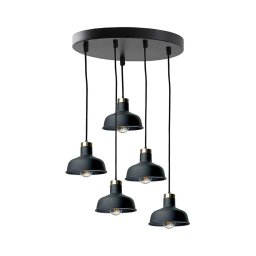 Candeeiro suspenso HEBE 5xE27/60W/230V preto