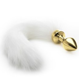 Plug Anal Dourado C/ Cauda Branca