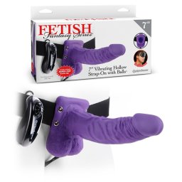 Strap On Fetish Fantasy Oco C/ Vibração e Testículos 7" Roxo