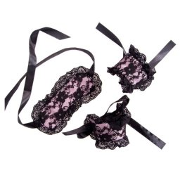 Kit Algemas e Venda Kink Preto e Rosa