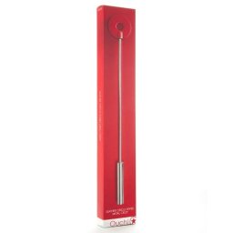 Chibata Ouch! Leather Circle Tipped Metal Crop Vermelha