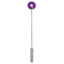 Chibata Ouch! Leather Circle Tipped Metal Crop Roxa