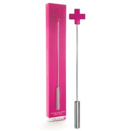 Chibata Ouch! Leather Cross Tipped Metal Crop Rosa