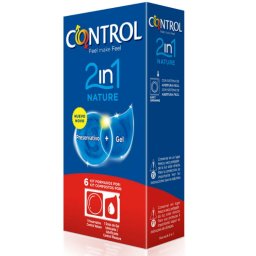 Kit Preservativos + Lubrificante Control 2 em 1 Nature (6 Un)