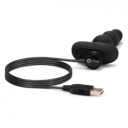 Plug Anal Recarregável C/ Comando B-Vibe Triplet Preto