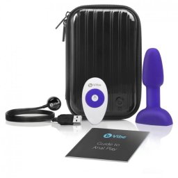 Plug Anal Recarregável C/ Comando B-Vibe Rimming Petite Púrpura