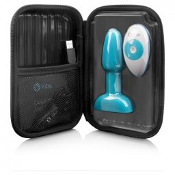 Plug Anal Recarregável C/ Comando B-Vibe Rimming Petite Azul