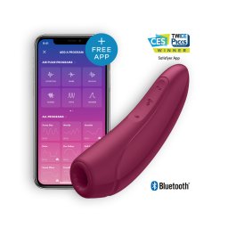 Estimulador Clítoris Recarregável Satisfyer Curvy 1+ C/ APP Vermelho Rosado