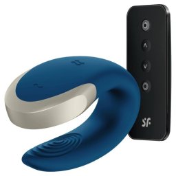 Vibrador Recarregável Satisfyer Double Love Luxury Partner C/ APP Azul