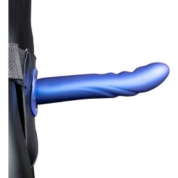 Strap On Ouch! Hollow Strap-On Textured Curved Metallic Azul