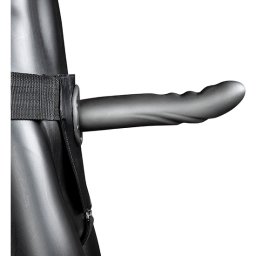 Strap On Ouch! Hollow Strap-On Textured Curved Metallic Cinzento Metalizado