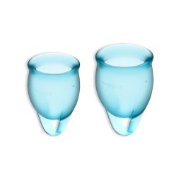 Conjunto de 2 Copos Menstruais Satisfyer Feel Confident Azul Claro