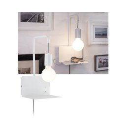 Paulmann 79812 - 1xE27/40W Aplique de parede com prateleira e porta USB CALVANI 230V branco