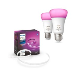 CONJUNTO -Tira LED RGBW com regulação Philips Hue 2m 20W/230V + 2x Lâmpada LED E27/9W
