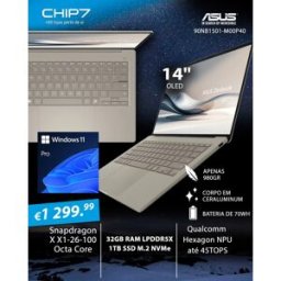 Portátil ASUS - Snapdragon X X1-26-100 / Adreno GPU / 32GB RAM / 1TB SSD / 14" OLED / WINDOWS 11 PRO - Zenbook A14 UX3407QA-X1PBOHDGP1