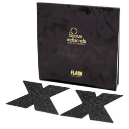 Cobertura Mamilos Flash Glitter Cross Bijoux Indiscrets Pretos