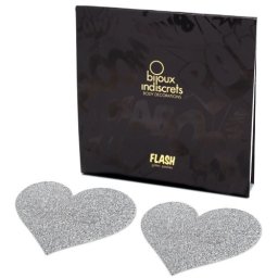 Cobertura Mamilos Flash Glitter Heart Bijoux Indiscrets Prateados