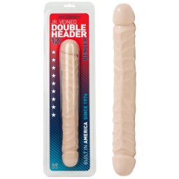 Dildo Duplo Jr. Veined Double Header 12" Branco