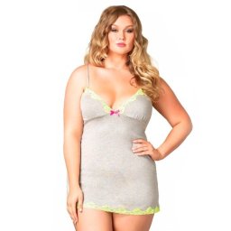 Camisa de Noite Leg Avenue Seraphina Tamanho Grande Cinzenta
