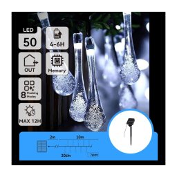 Aigostar - Fio solar LED 50 LEDs/8 funções 12m IP65 branco frio
