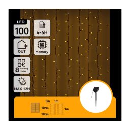 Aigostar - Guirlanda solar LED 100 LEDs/8 funções 4x1 m IP65 branco quente