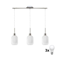 Lustre LED suspenso em cabo HARMA 3xE27/60W/230V, cromado mate/branco
