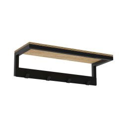 Suporte de parede para toalha com prateleira 10x40 cm preto
