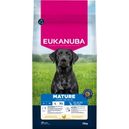 15kg Premium Mature Large & Giant Frango Eukanuba ração para cães