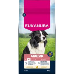 15kg Premium Nutrition Senior Medium Breed Frango Eukanuba ração cão