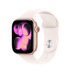 Apple Watch Series 11 GPS 42mm Alumínio Rosa-dourado com Bracelete Desportiva Rosa Leve - S/M