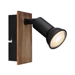 Globo 57998-1W - Foco de parede DREW 1xGU10/35W/230V madeira/preto