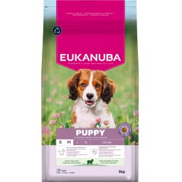 3kg Premium Puppy Small & Medium cordeiro Eukanuba ração para cães